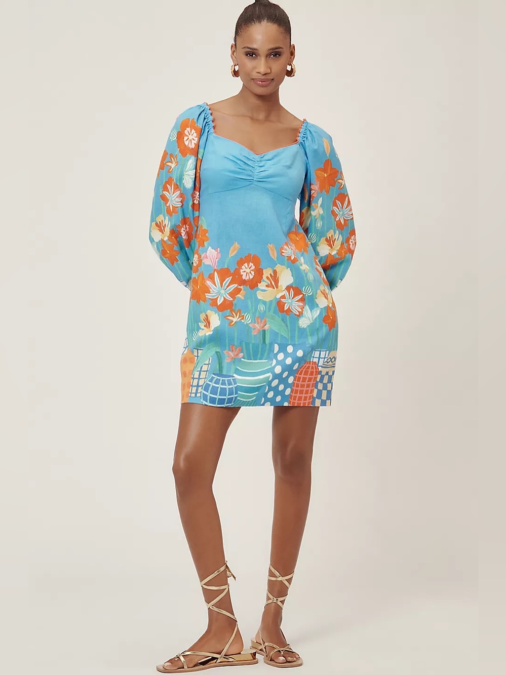 Farm Rio x Anthropologie Linen Blend Printed Mini Dress NWT